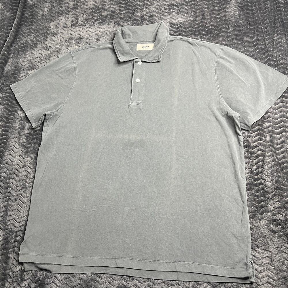 Buck Mason Polo Shirt Men XL Faded Black Venice Wash Sueded Cotton Polo
